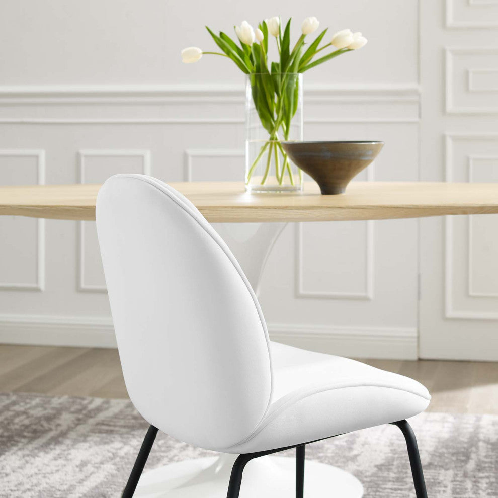Side Dining Chair, Set of 2, Velvet, Metal, White, Modern, Bistro Restaurant