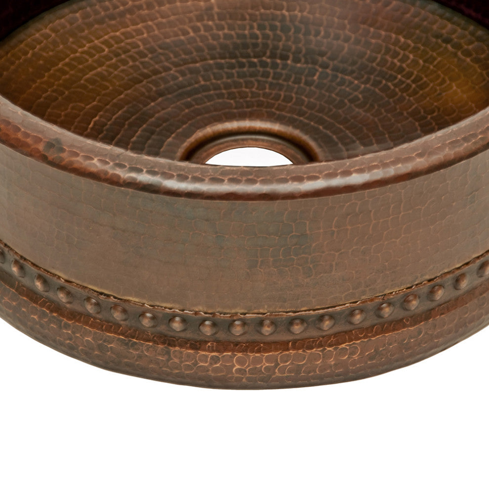 15" Round Bar Vessel Tub Sink, 2" Drain Opening, Drain & Accessories