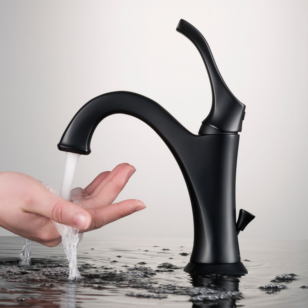 Elavo Square Ceramic Vessel Sink, Bathroom Arlo Faucet, Drain, Matte Black
