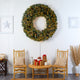 5' Giant Flocked Faux Xmas Wreath W/ Pinecones, Clear Lights & Bendable Branches