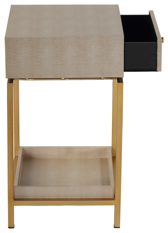 Cortesi Home Everett End Table, Wooden With Iron Frame
