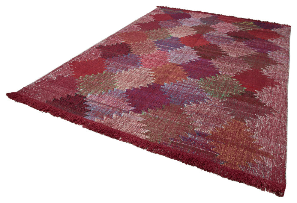 Rug N Carpet - Handmade Turkish 7' 11'' x 11' 3'' Modern Design Wool Kilim Rug