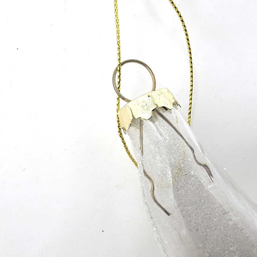 Coastal Clear Starfish Ornament Art Glass Gold Holiday 4 in Sparkly, Clear/White - Love