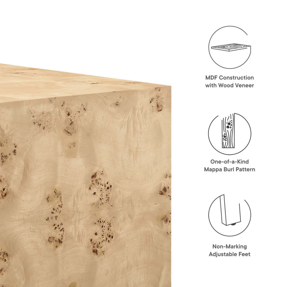 MODWAY Cosmos 36" Square Burl Wood Coffee Table
