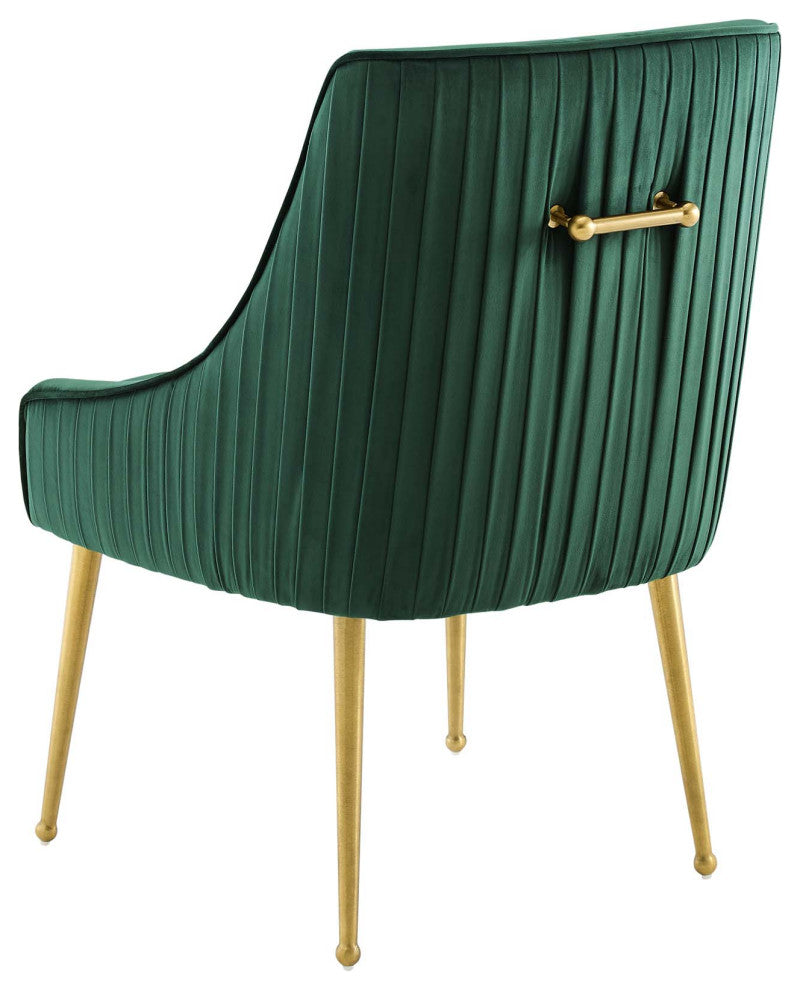 Side Dining Chair, Set of 2, Velvet, Metal, Green, Modern, Bistro Restaurant