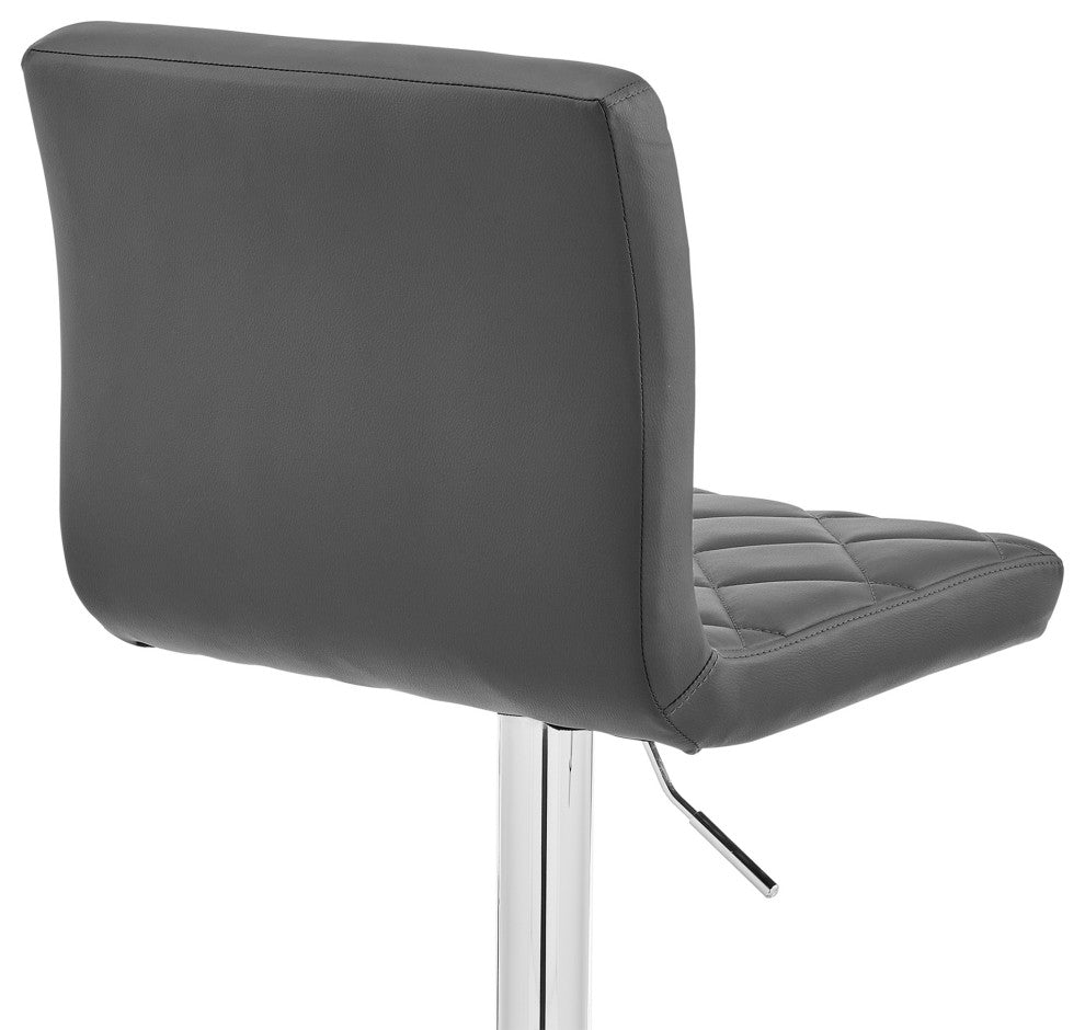 Duval Adjustable Gray Faux Leather Swivel Bar Stool