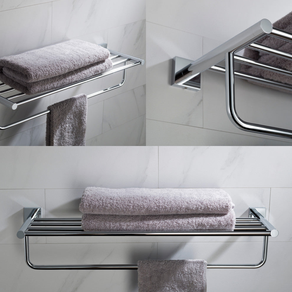 Ventus Bathroom Shelf with Towel Bar, Chrome