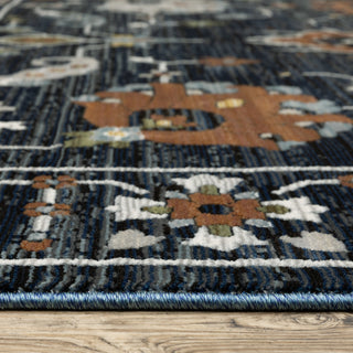 Keller Traditional Floral Navy/ Rust Area Rug, 9'10" x 12'10"