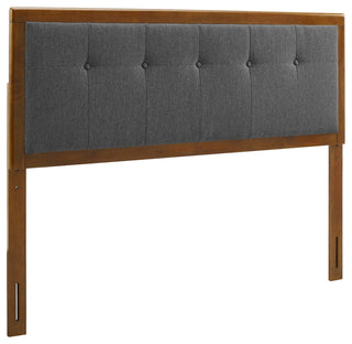Draper Tufted King Fabric and Wood Headboard Walnut Charcoal