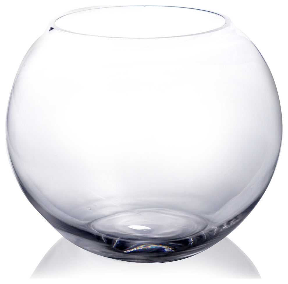 Glass Bubble Bowl (H-7.5" W-10", Approx. 2 Gal.) Fish Bowl Vase Multiple Packing, Pack of 6