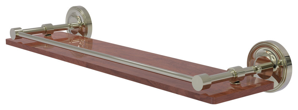Prestige Regal 22" Solid Wood Shelf with Gallery Rail, Polished Nickel