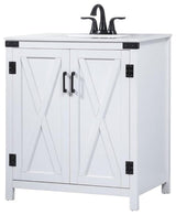 Elegant Decor Grant 30" Aluminum MDF Single Bathroom Vanity in White
