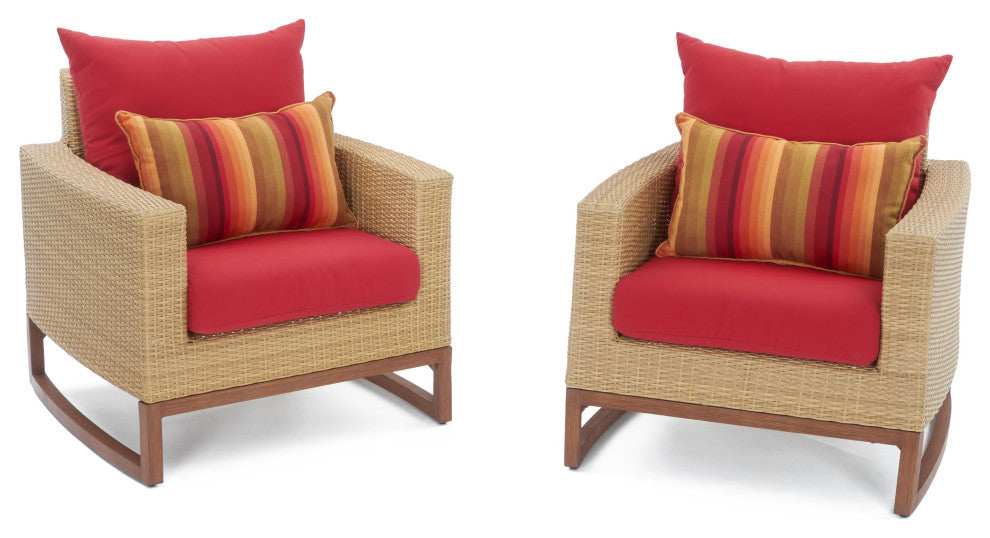 Milea 4 Piece Sunbrella Outdoor Patio Seating Set, Sunset Red