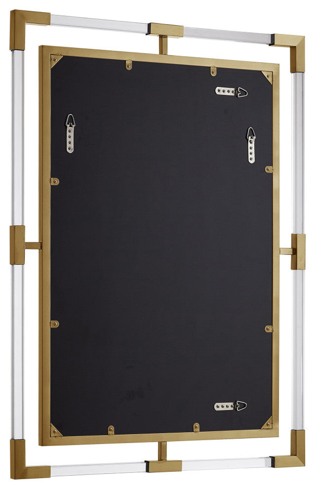 Ghost Mirror, Acrylic/Brushed Gold, Rectangular
