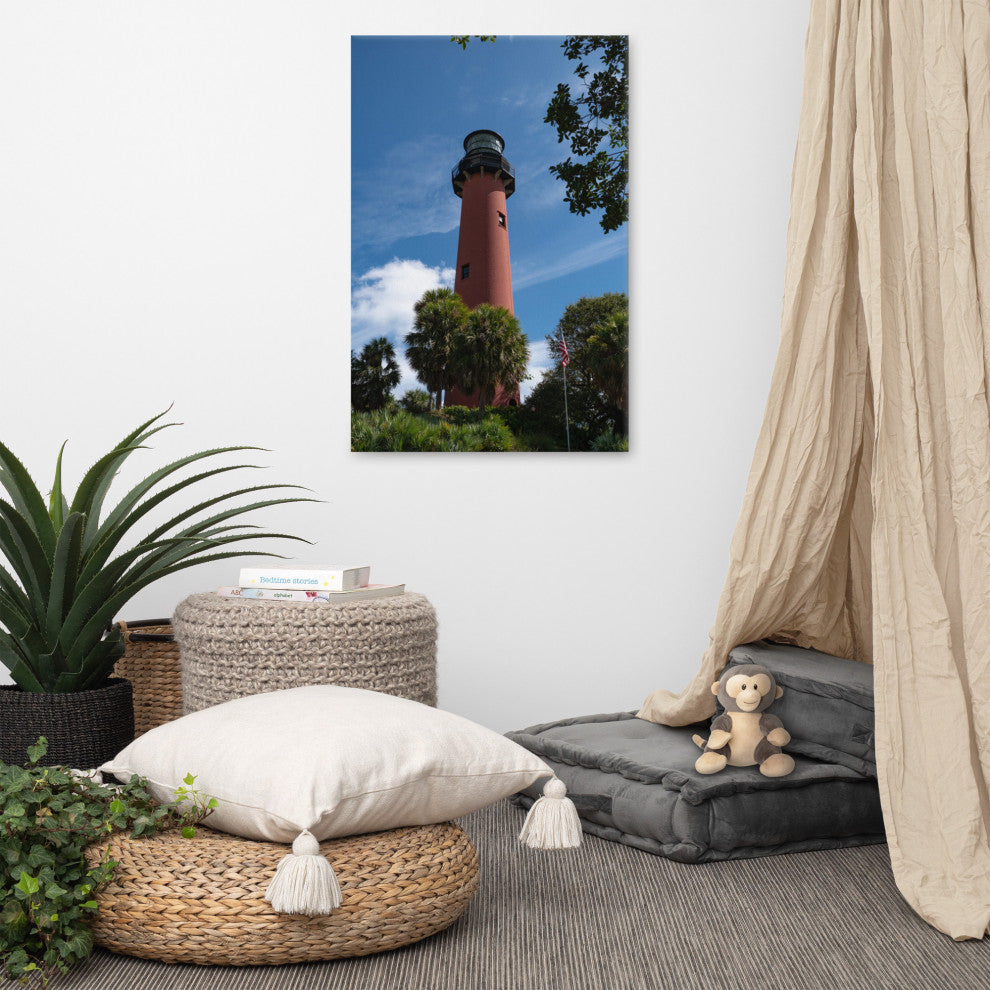 Jupiter Lighthouse 2 Color Coastal Landscape Canvas Wall Art Print, 24" X 36"