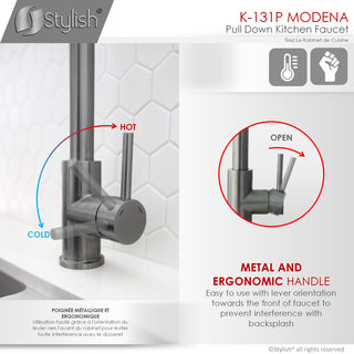 STYLISH Modern Single Handle  Pull down Sprayer  Kitchen Faucet in Gunmetal
