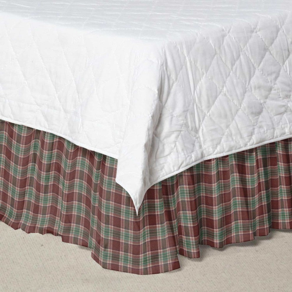 Brown and Green Plaid Fabric Dust Ruffle Full