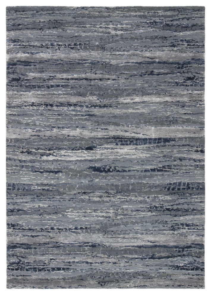 Kavi by Jaipur Living Bandi Knotted Abstract Indigo/Gray Area Rug, 5'6"x8'