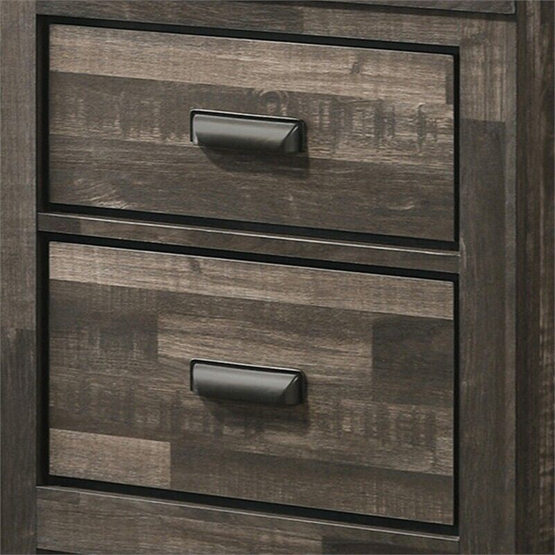Nightstand with 2 Drawers and Butcher Block Design, Brown