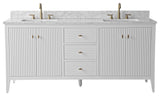 Vanity Art Freestanding Vanity, White, 72", Double Sink, Golden Brushed