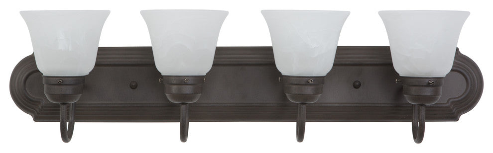 4-Lights Vanity, Dark Brown And Satin Nickel Finish, Dark Brown