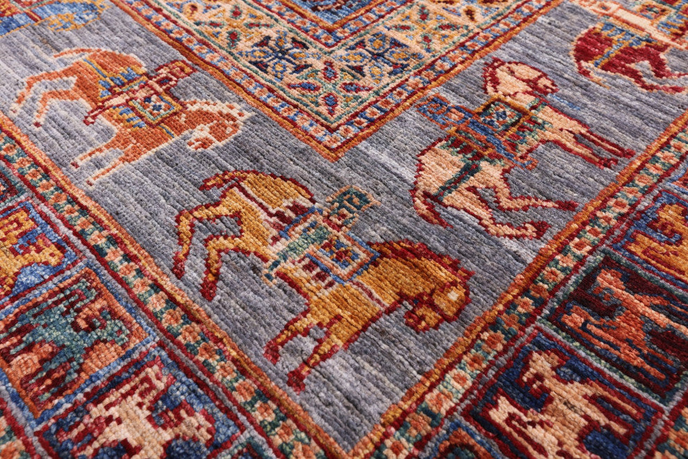 5' 9" X 8' 2" Antiqued Pazyryk Historical Design Handmade Rug Q11264