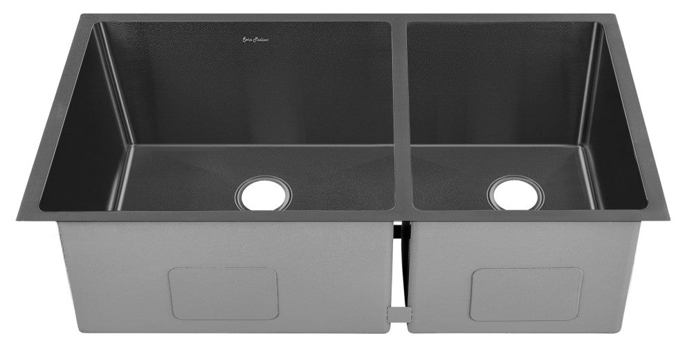 Rivage 33 x 20 Stainless Steel, Dual Basin, Undermount Kitchen Sink, Black