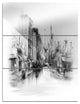 "Black and White City" Glossy Metal Wall Art, 3 Panels, 28"x36"