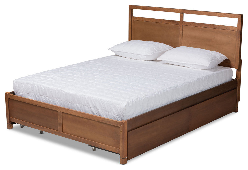 Saffron Modern Brown Finished Wood King Size 4-Drawer Platform Storage Bed