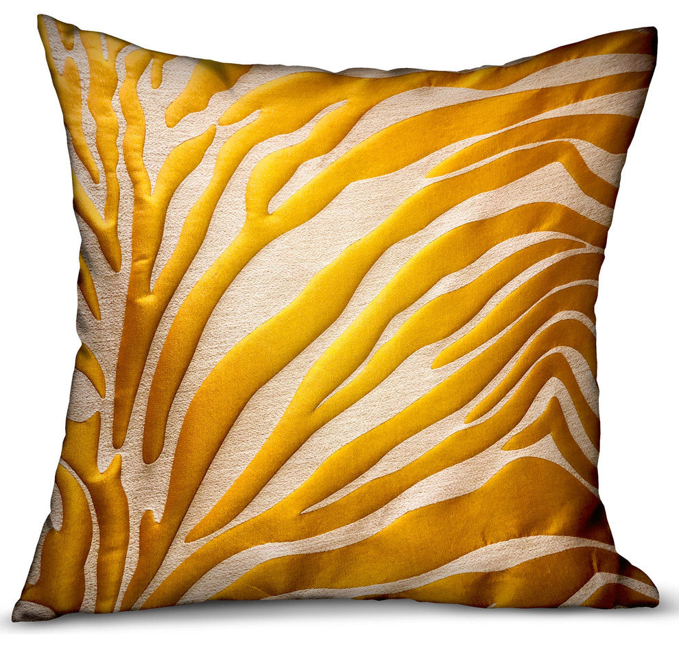 Plutus Mimosa Zebra  Orange Animal Motif Luxury Throw Pillow, 20"x20"