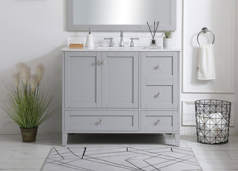 Sadie 42" Single Bathroom Vanity, Gray With Backsplash
