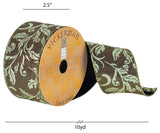 2.5"x10Yd Green Divet Filigree Pattern