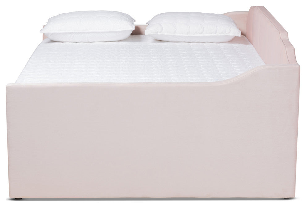 Zaida Modern Glam Trundle Daybed, Pink, Full