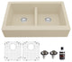 Karran Retrofit Farmhouse Quartz 34" Double Bowl Sink Kit, Bisque