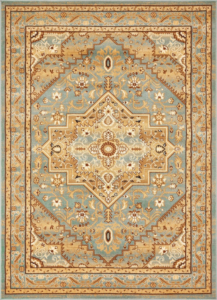 Well Woven Barclay Kaibab Traditional Medallion Light Blue Area Rug