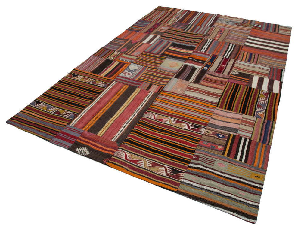 Rug N Carpet - Handmade Anatolian 6' 7'' x 9' 10'' Unique Patchwork Kilim Rug