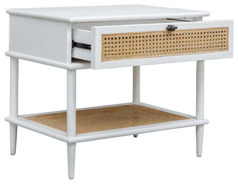 Uttermost Coast White Rattan Side Table