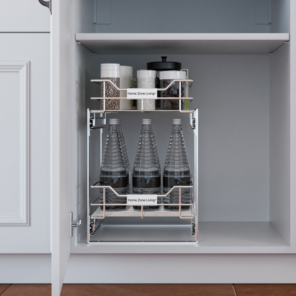 Home Zone Living Pull Out Drawer Cabinet Organizer, 2-Tier, 11 in. W x 20 in. D