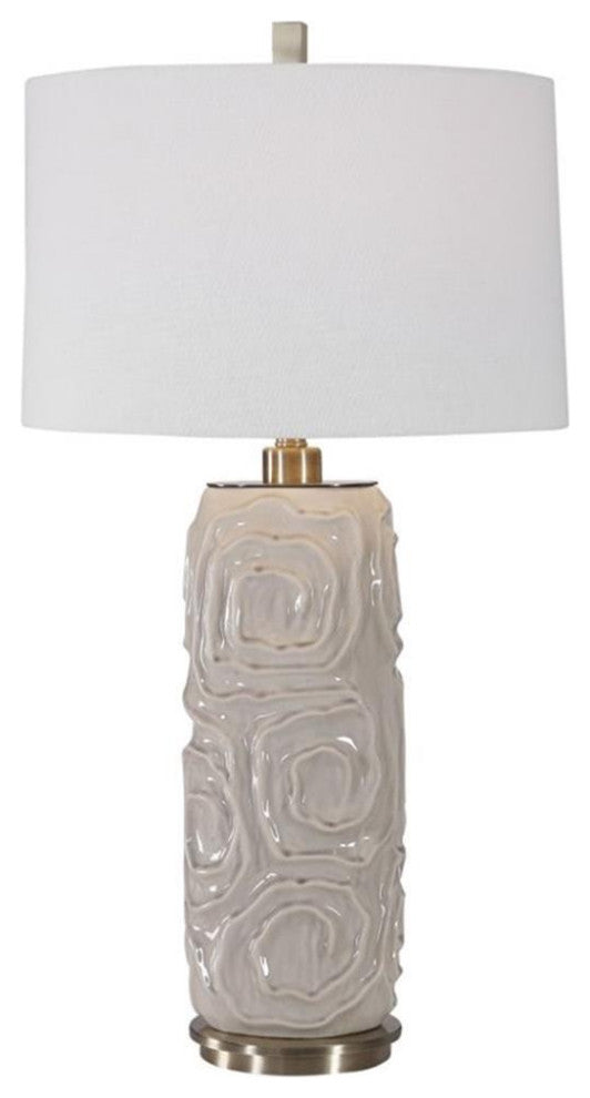 Uttermost Zade Ceramic Fabric and Iron Table Lamp in Warm Gray