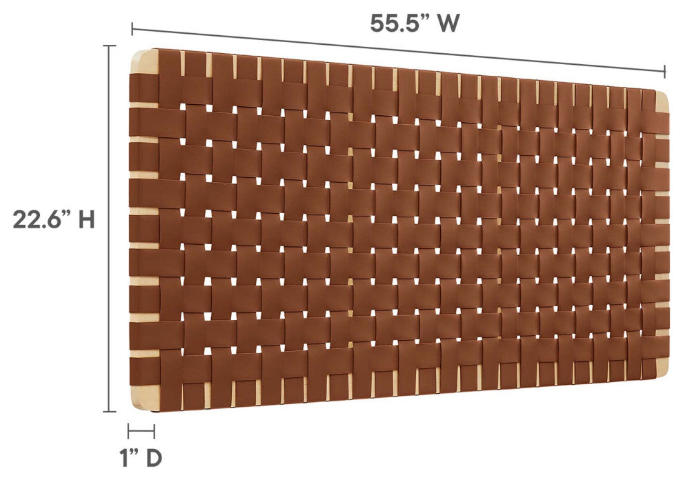 Sparta Weave Vegan Leather Full Headboard, Natural Brown