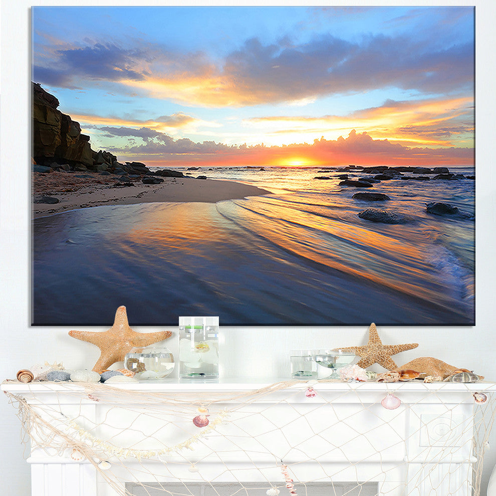 "Exotic Seashore Sunrise Australia" Seashore Canvas Wall Art, 40"x20"