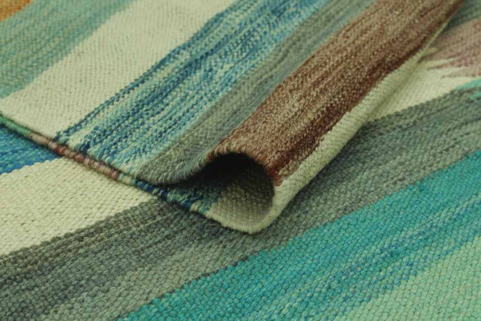 Winchester Kilim Edward Blue/Light Green Rug, 6'4x9'8