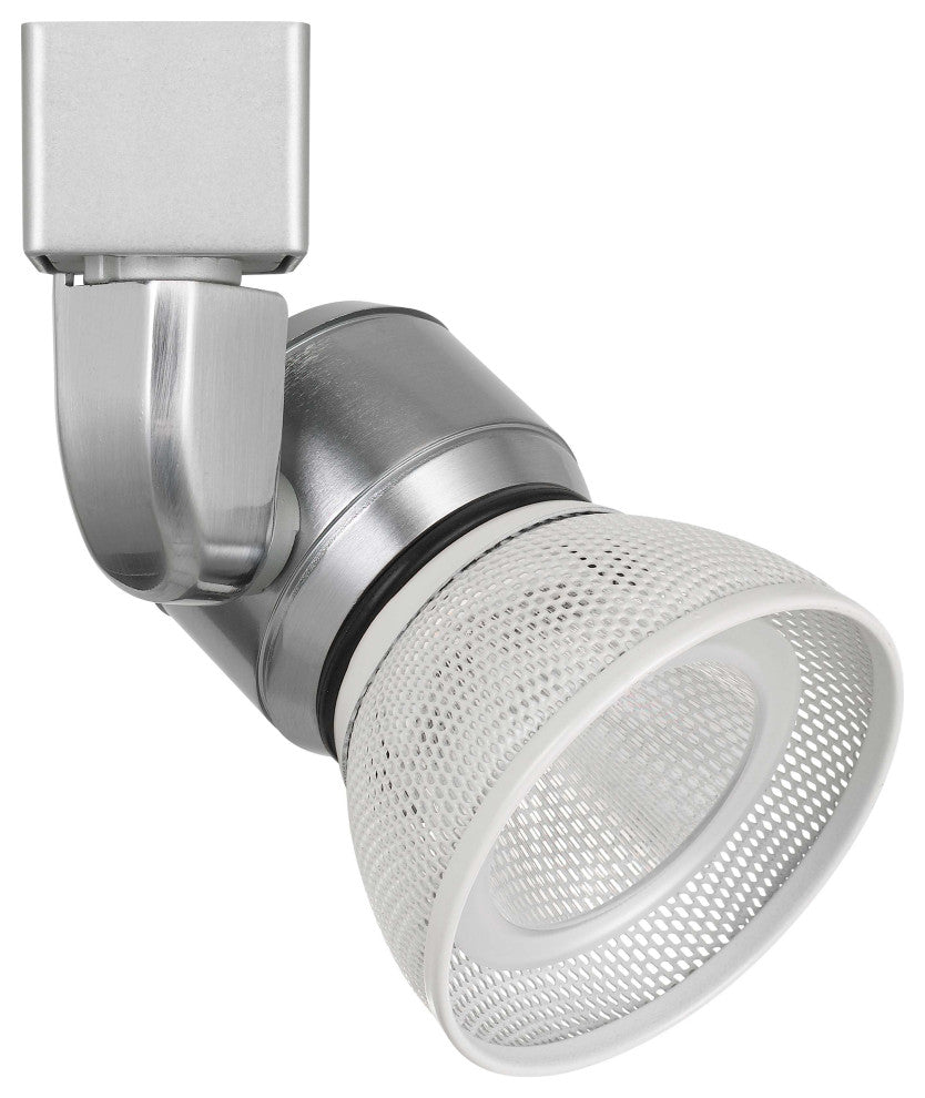 Integrated Dimmable LED Track Head, Silver Base, White Metal Shade