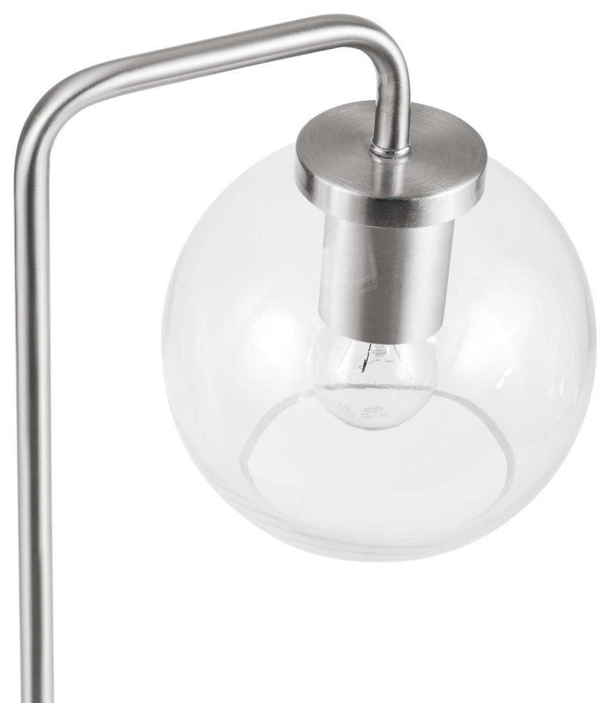 Silo Glass Globe Glass and Metal Table Lamp, Satin Nickel