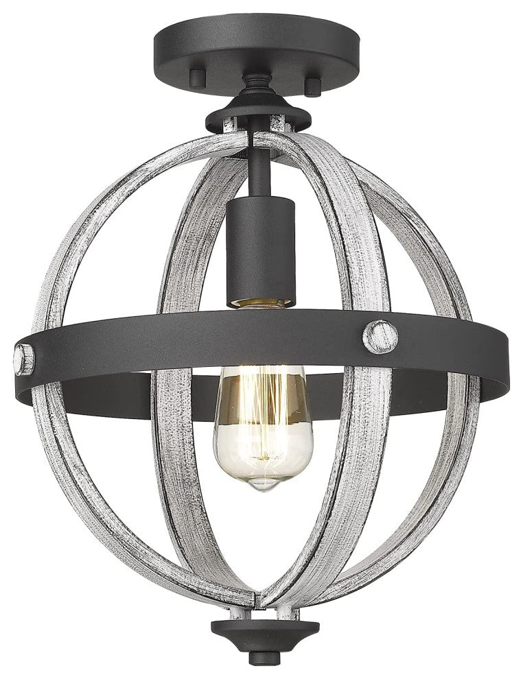 Rust Industrial Flush Mount Ceiling Light Fixture, Globe