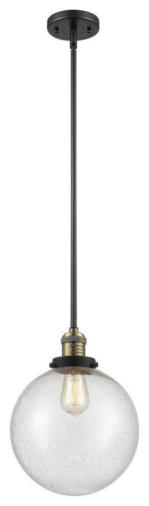 X-Large Beacon 1-Light Mini Pendant, Black Antique Brass, Seedy