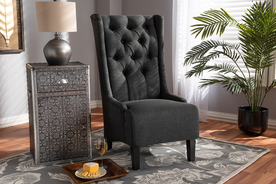 Dorais Transitional Gray Fabric Upholstered Accent Chair