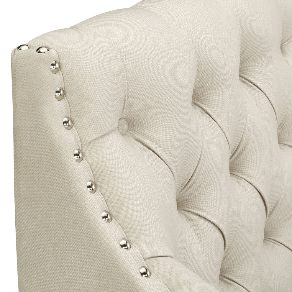Norway Tufted Accent Chair with Nailhead Trim, Beige