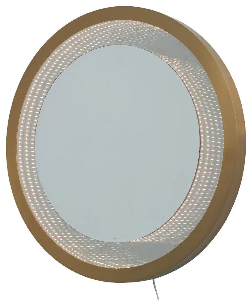 Starfall Vanishing Infinity LED Round Wall Mirror in Brass
