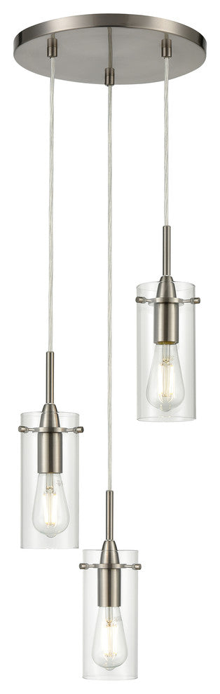 Effimero 3-Light Cluster Pendant, Brushed Nickel